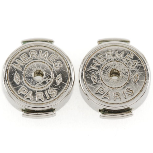 HERMÈS Bicolor Buffalo Horn Earrings Brown/Gold 14.0g Dalva - Picture 7 of 8